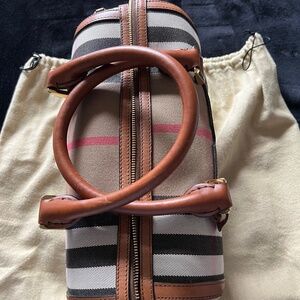 Burberry House Check Medium Alchester Bowling Bag Tan